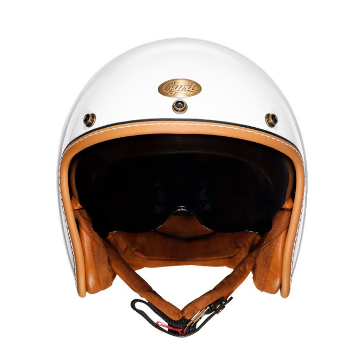 ScooterWest.com - SMALL CYRIL 3/4 RETRO HELMET GLOSSY WHITE