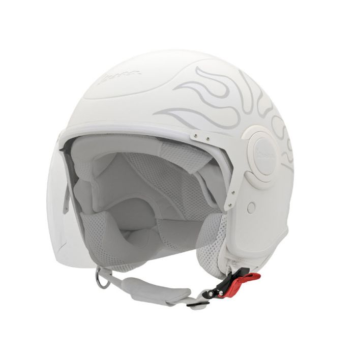 ScooterWest.com - JUSTIN BIEBER X VESPA VJ HELMET WHITE W/FLAMES