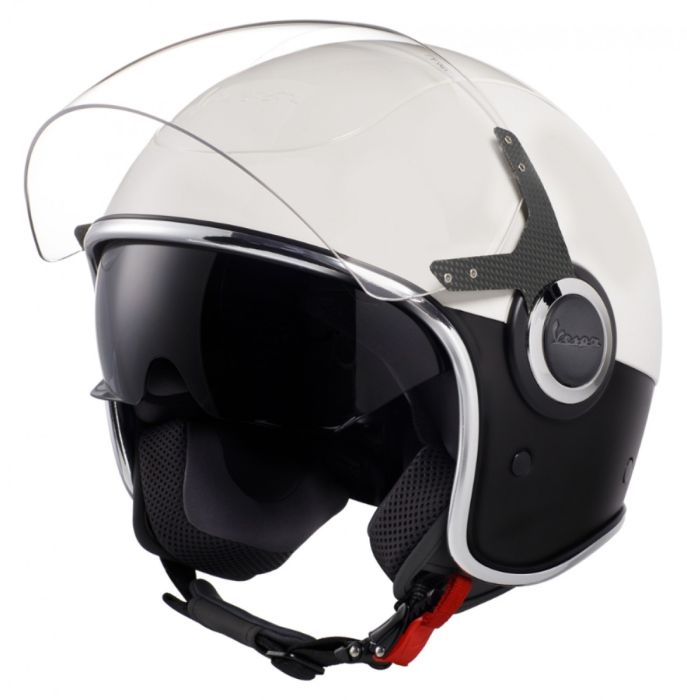 ScooterWest CASCO VESPA HELMET VJ 2 TONE WHITE BLACK DOT